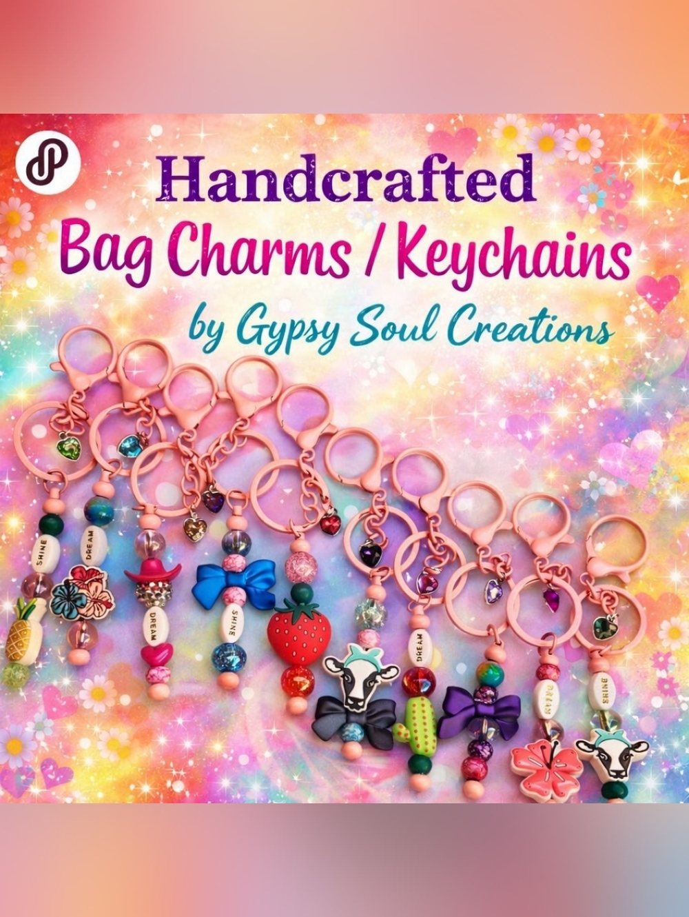 Handcrafted Bag Charm Keychains ✨ Colorful Beaded Charms | Choose Your Style - Picture 1 of 5